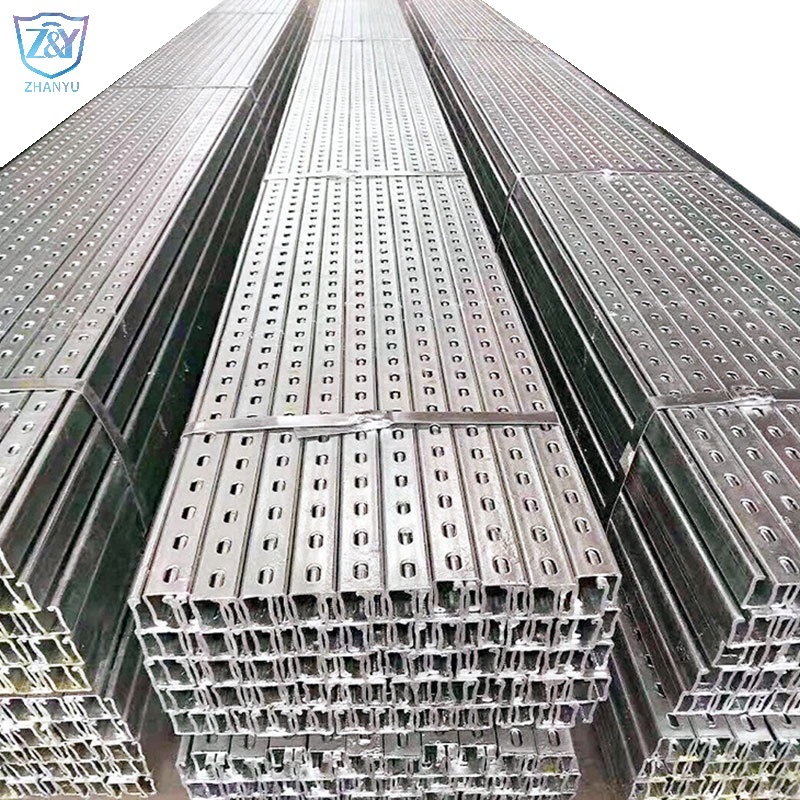 ZHANYU Stainless steel Riel Strut / Carbon steel / Alloy steel Cable Tray And Cable Ladder Strut Slotted C Channel steel