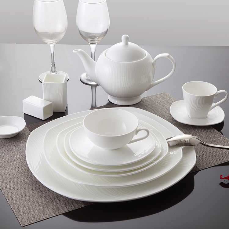 Ware hotel white ceramic dinner set bone china dinnerware white dinner set for party