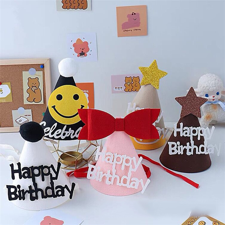 Multi-style Felt Birthday Bucket Hats Festival Prop Hat Wedding Birthday Decoration