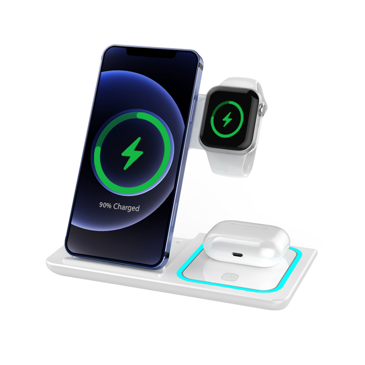 CE FCC ROSH Certified Charger Magnetic 7.5w 10w 15w 3 In 1 Wireless Charger Charging For Iphone 12 Pro Fast Charger