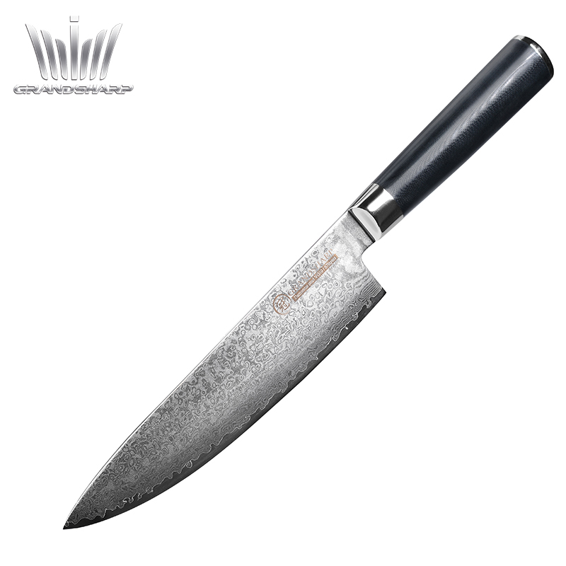 Японские ножи шеф-повара Grandsharp VG10 из дамасской стали, 8 дюймов, кухонный нож для нарезки острых овощей, нож для нарезки мяса