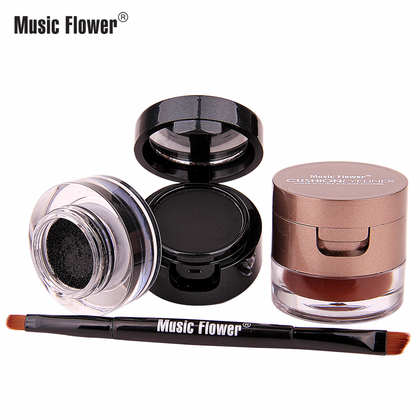 music flower water-proof long-lasting smudge-proof colored 2 in 1 air cushion eyeliner with eyeliner powder private label OEM