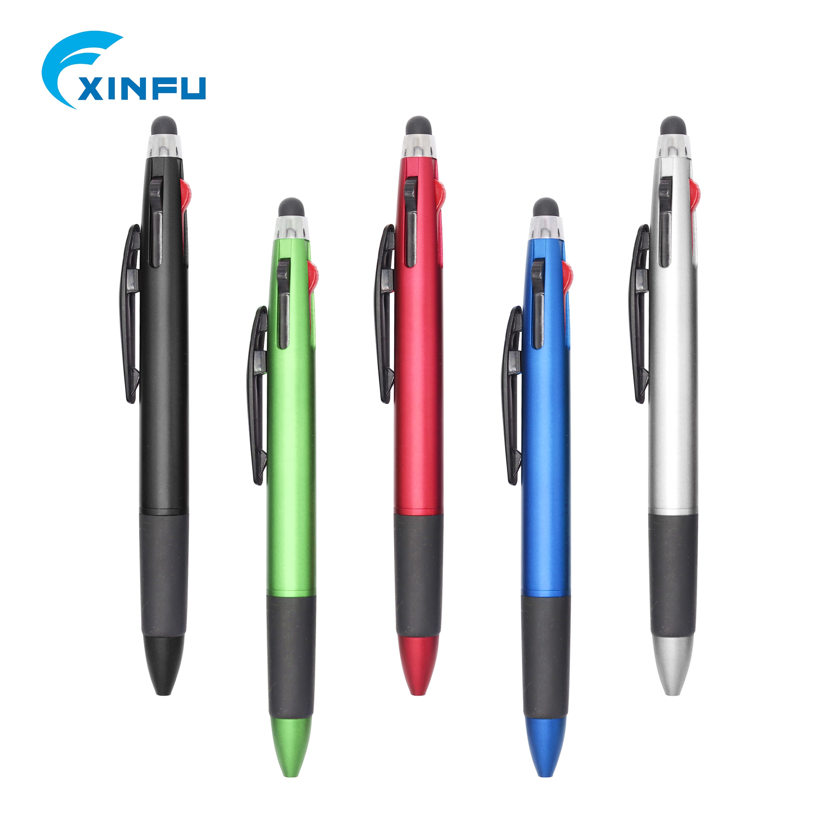 Multi-function touch screen pen for plastic custom logo with three color ink ballpoint pen