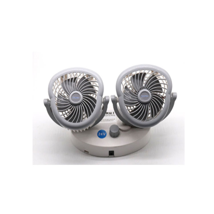 High quailty 360 degree Rotating All around 12V 24V double head Oscillating truck fans car dual fan with low noise