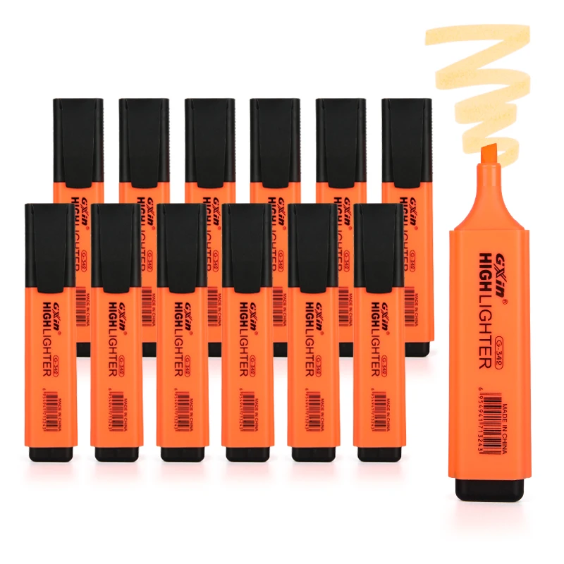 Gxin G-342-12A factory direct sale custom Logo stable quality multi color 12 pcs marker pens sets highlighter