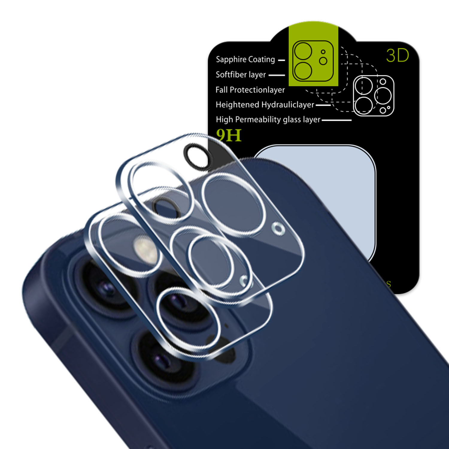 Amazon New Model Best Quality HD Clear NaturalVisual Full Cover Back Tempered Glass Film Camera Lens Protector Screen for iPhone