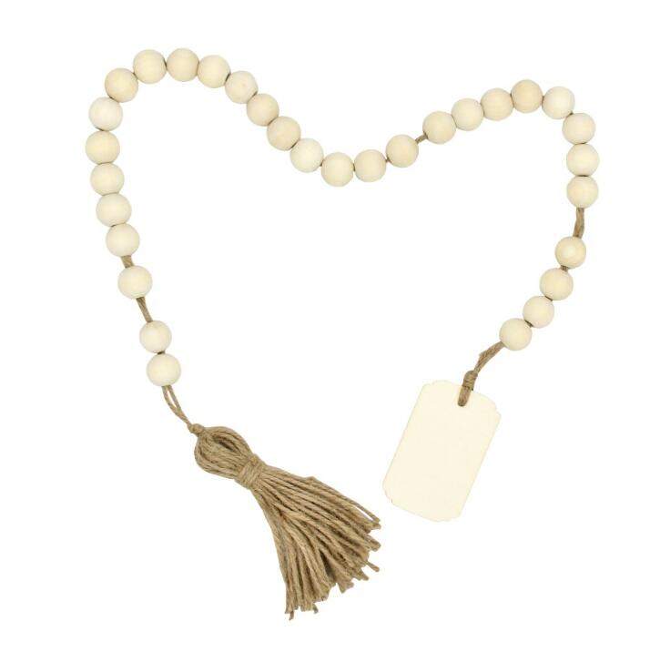 Farmhouse Decor Vintage Home Decor Wood Bead Garland With Tassels DIY Tag Farmhouse Home Beads