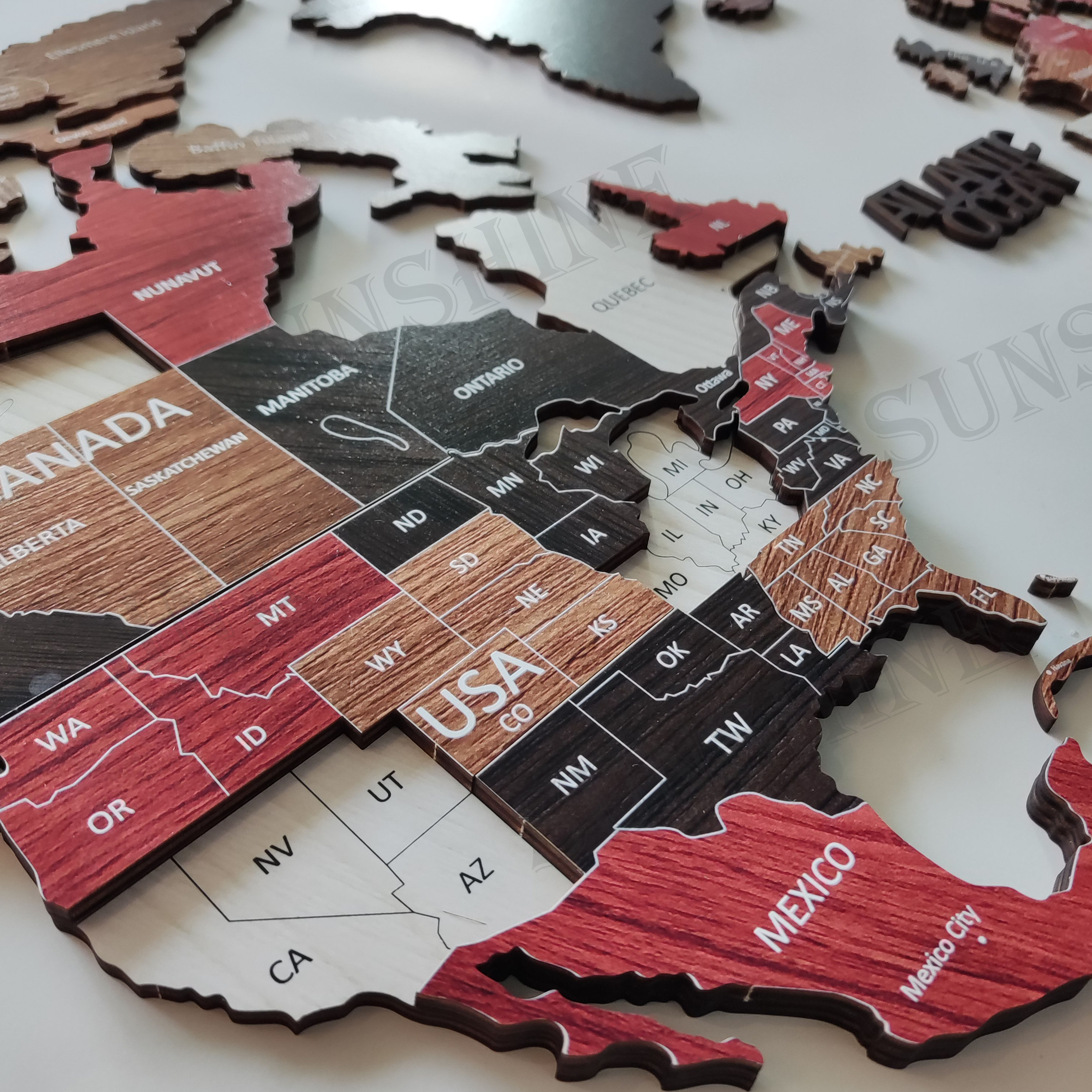 Hot Sale World Map Wall Wooden Map of the World Wooden Travel Push Pin Map