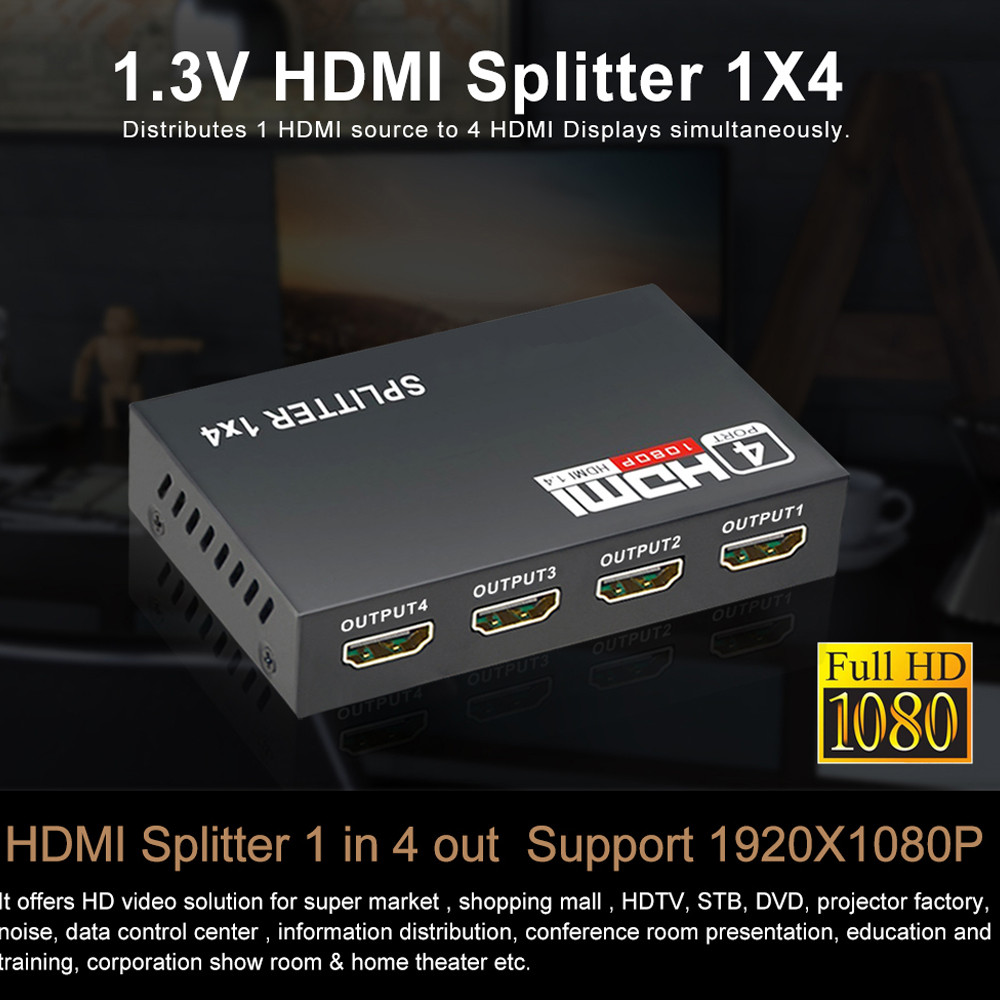 1 до 4 HDMI сплиттер поддержка 1080p 3D для HDTV
