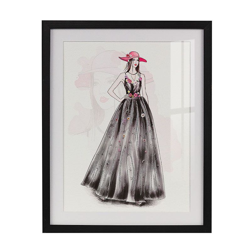 Factory Price Wall Elegant Lady Paintings Home Decor Fashion Picture Canvas Printing Flat Frame Art