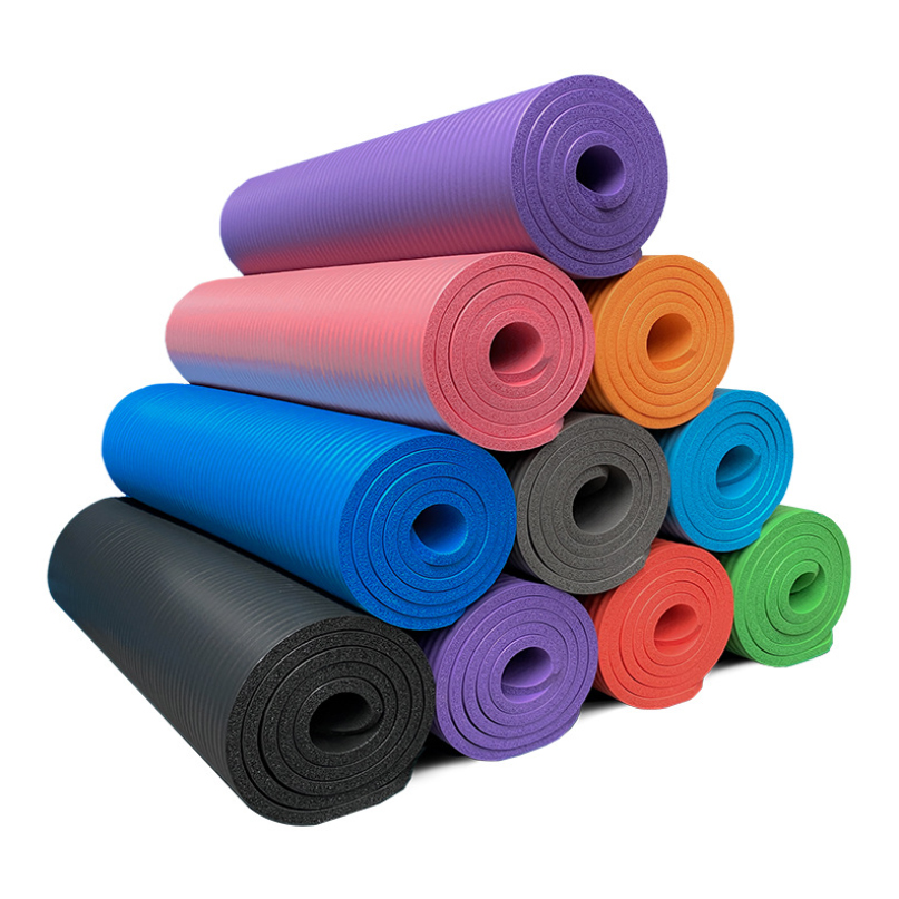 10mm NBR Yoga Mat Non Slip Gym Mat Custom Logo NBR Yoga Mat With Carry Strap