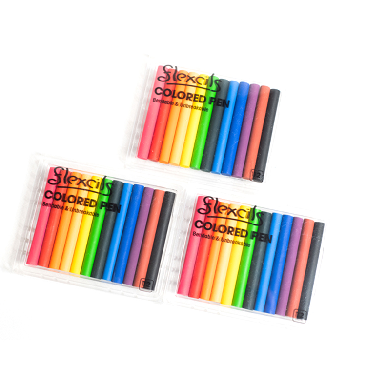 12 Colors Hard Unbreakable 7.5Cm Round Plastic Crayon Box Finger Crayons Pencil Crayons