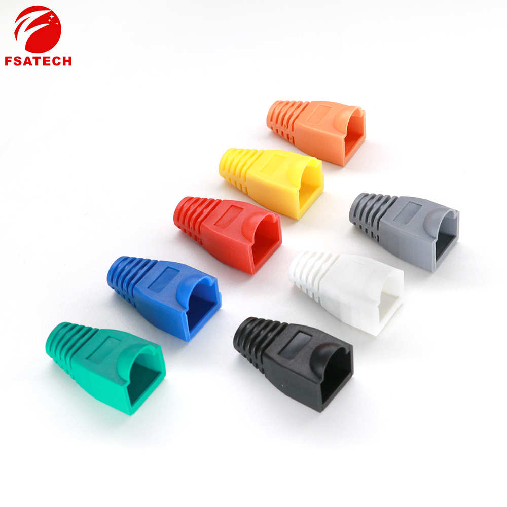 FSATECH Ethernet Network Plug RJ45 Crystal Head multi-colour sheath protective sleeve rubber connector with case