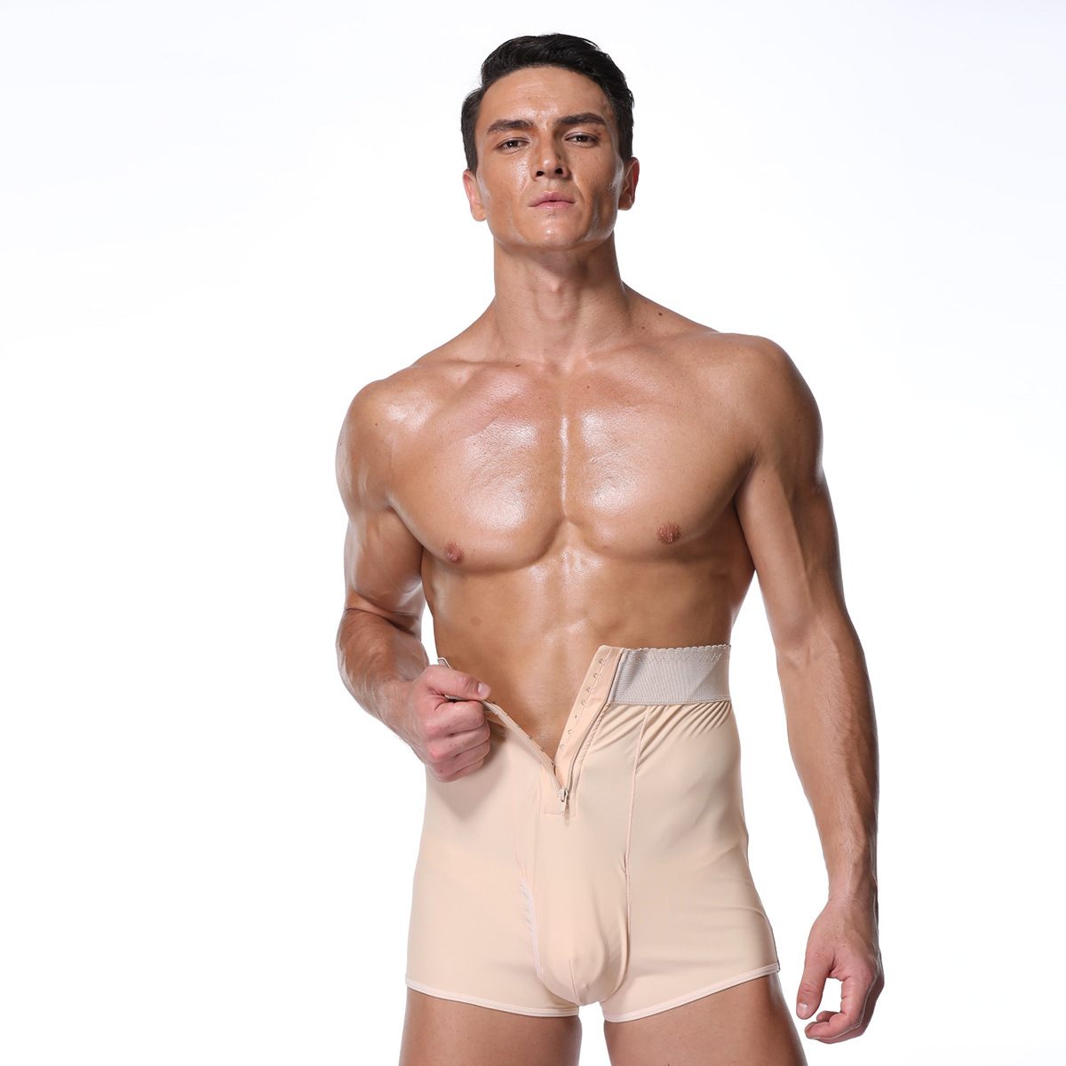 2021 Hot Selling Seamless High Waist Plus Size with Zipper Men Shapewear Briefs Underwear