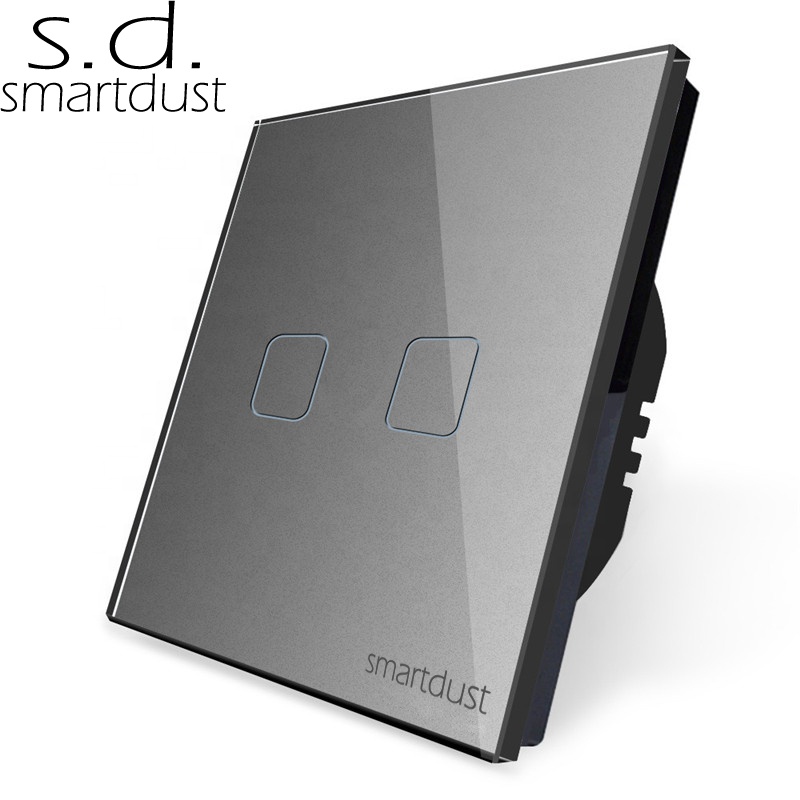 Smartdust EU 2 Gang 3 Way Stair емкостный сенсорный выключатель из закаленного стекла для стены Tactil 2 Vias Light Intermediate Switch