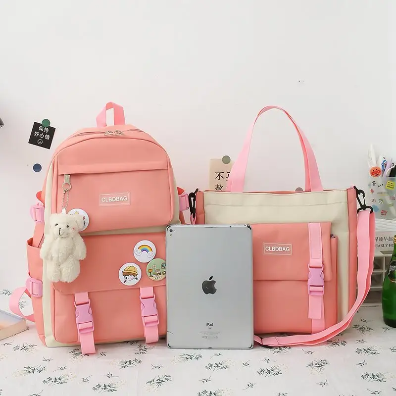 Набор школьных сумок на плечо для девочек и мальчиков, водонепроницаемые простые вместительные портфели в Корейском стиле, 4 шт.