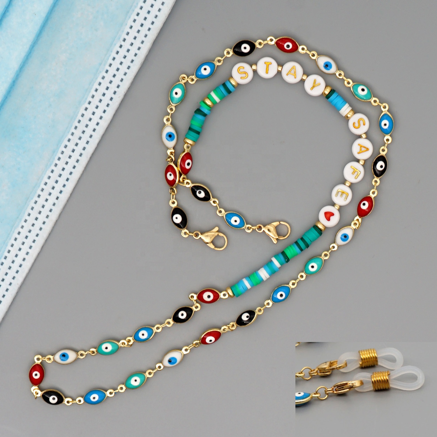 Fashion Acrylic Glasses Chain Women Colorful Beaded Eyewear Necklace Vintage Masking Lanyard