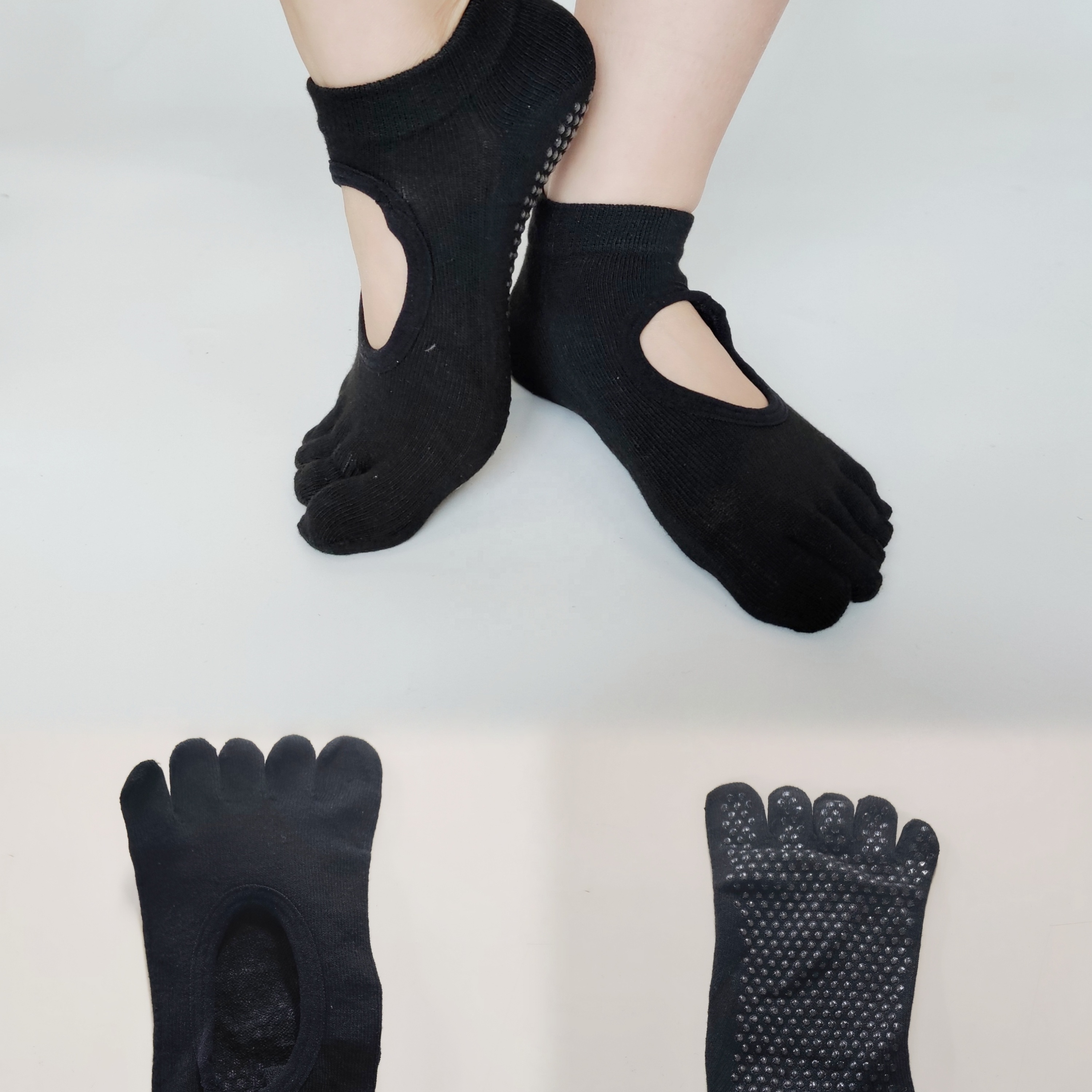 Wholesale Cotton Non-slip yoga socks pilates socks dance barre ballet socks with separated fingers for Women