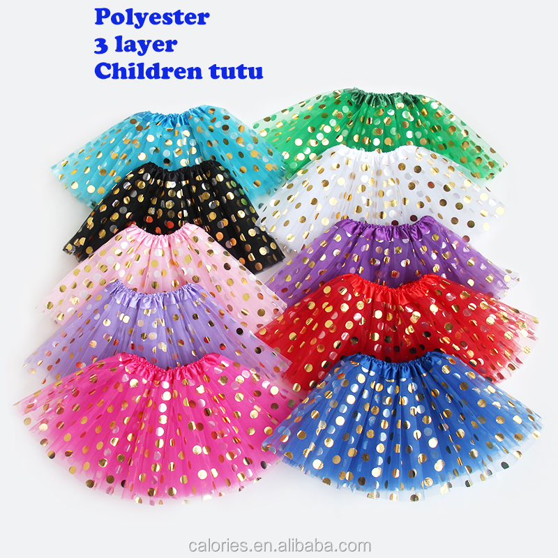 Professional Made Popular Baby Kids Children Girls Sequined Dot Party Dance Skirt 3Layers Tulle Tutu Pettiskirt