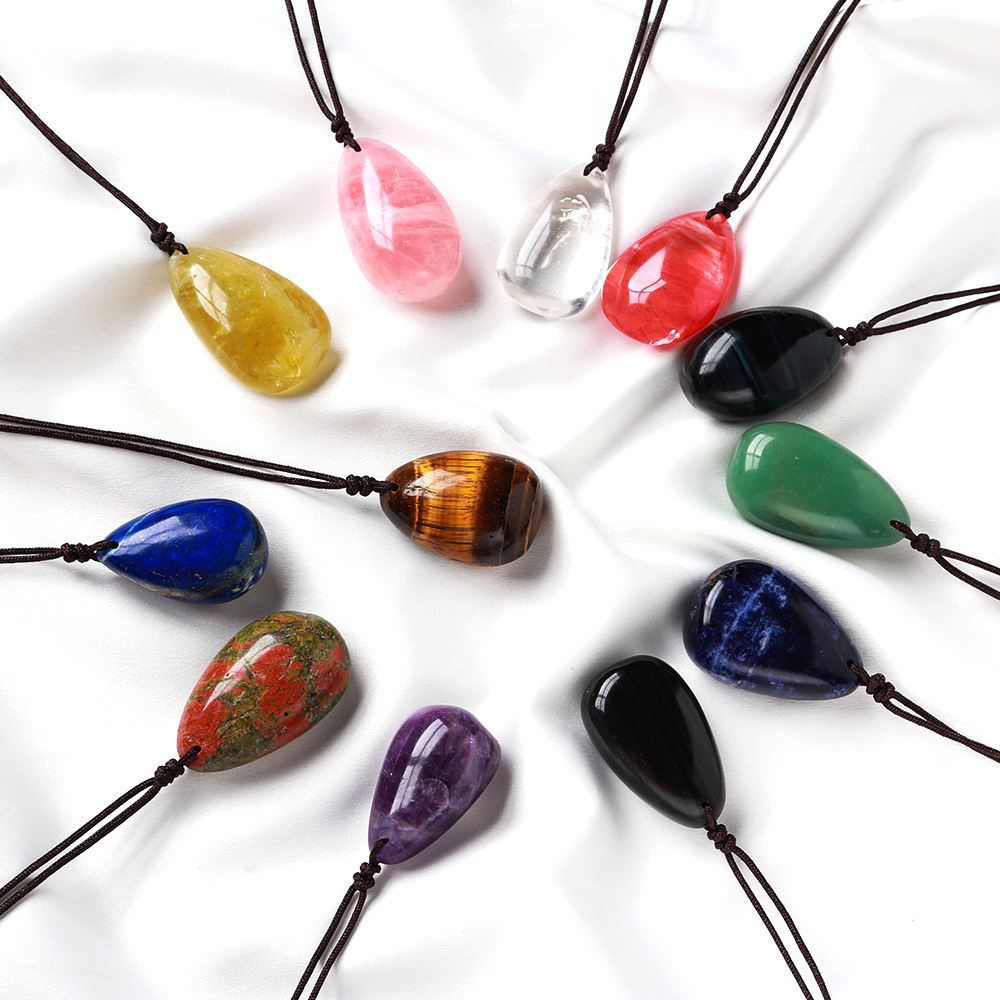 Natural rose quartz polished pendant Amethyst drop shape crystal pendant necklace wholesale