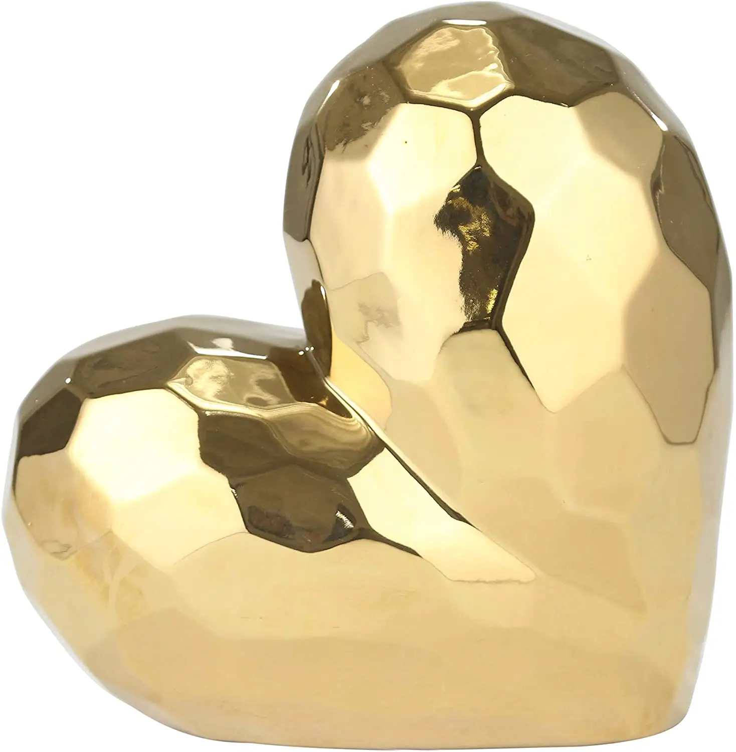 Custom diamond cut Ceramic modern origami 3D golden heart sculpture