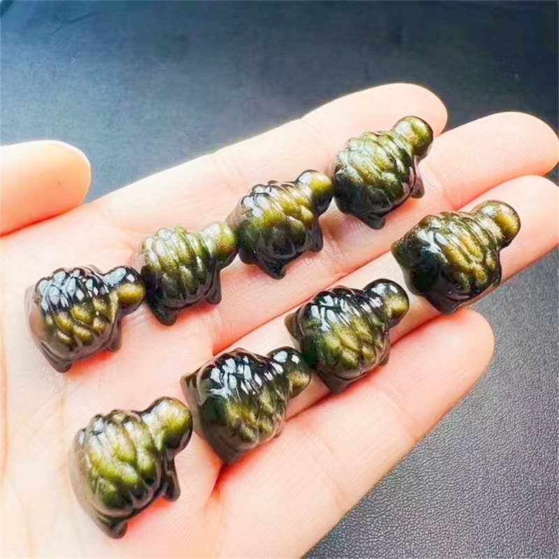 Wholesale Obsidian Stone Skulls Buddha Dog Rabbit Tortoise Hello Kitty Mini Crystal Carving