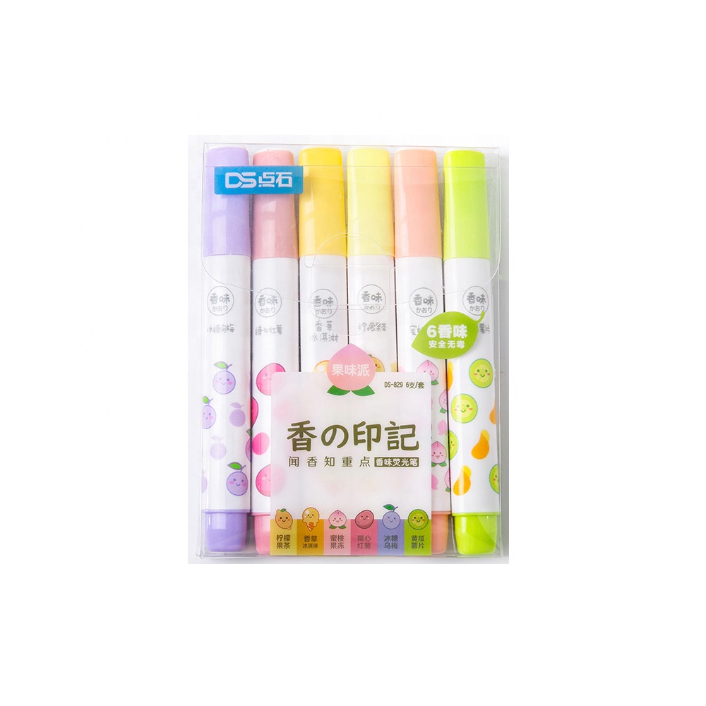 Andstal 6 Colors Fruit Flavour SCENTED Jumbo Highlighter Pen Set Fluorescent Color highlighters For School Marker