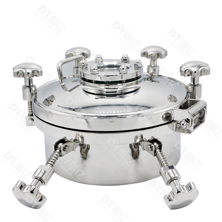 400mm Hygienic Stainless Steel Circular Pressure Manhole Cover Manway with 100d sight glass
