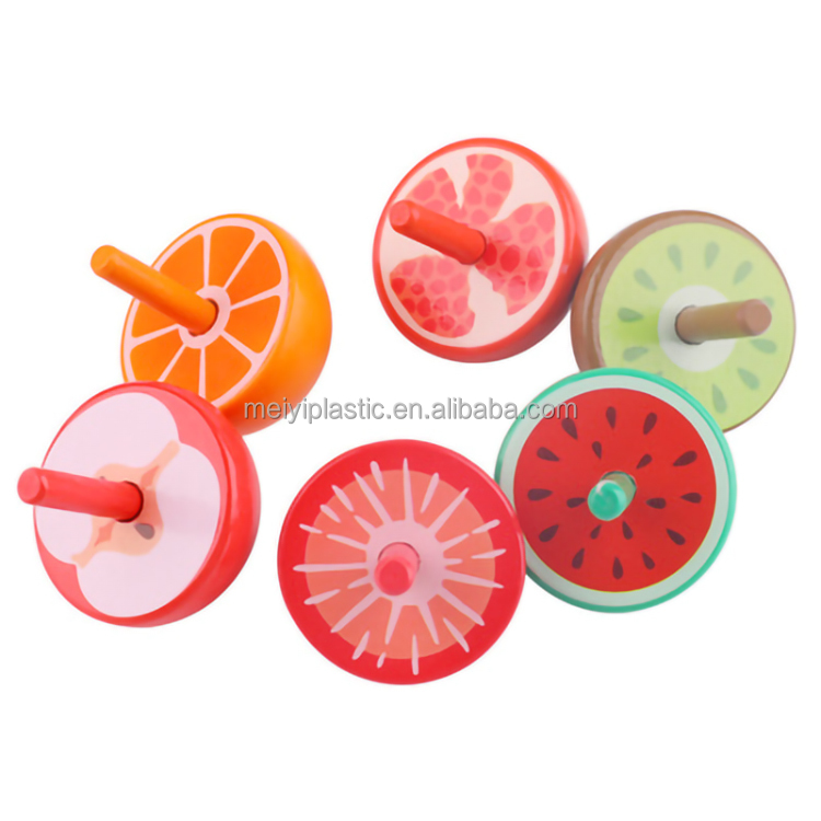 Multicolor Wood Spinning Tops Funny Novelty Fruit Design Gyro Toys Wooden, Wooden Toys Educational Toys