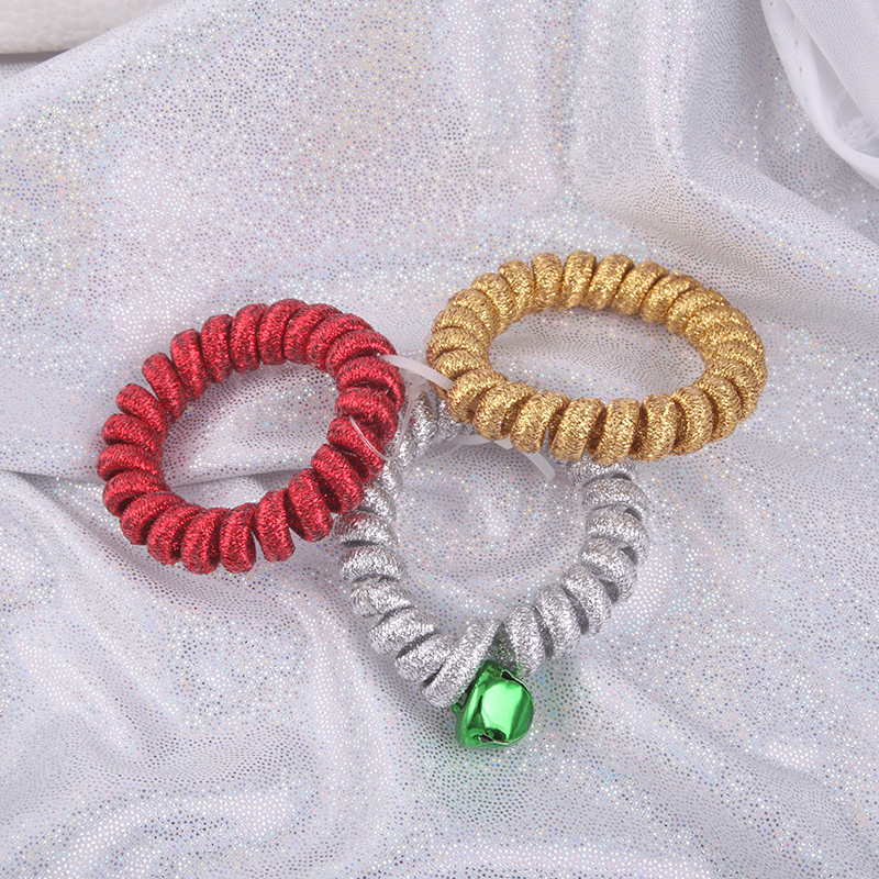 JOJO Wholesale Custom Christmas Glow Telephone Elastic Bell Girls Kids HairBand Hair Rope Para El Cabello