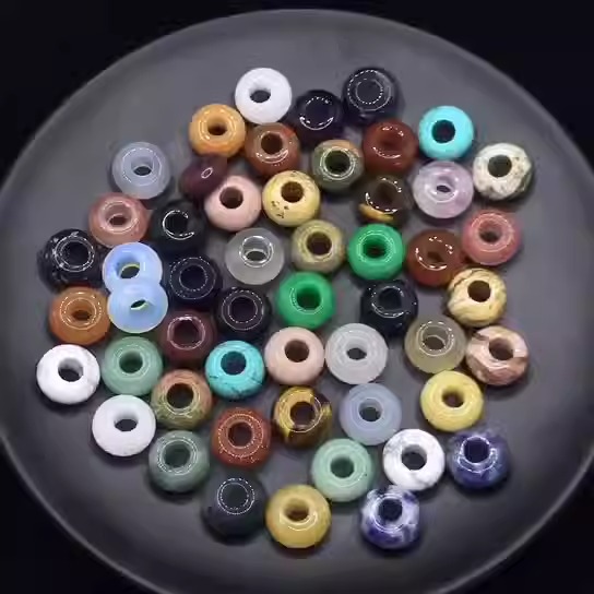 8*14mm Natural Gemstone Beads For Jewelry Making Rondelle Large Hole Loose Beads Gemstone Donut Large Hole Stone beads