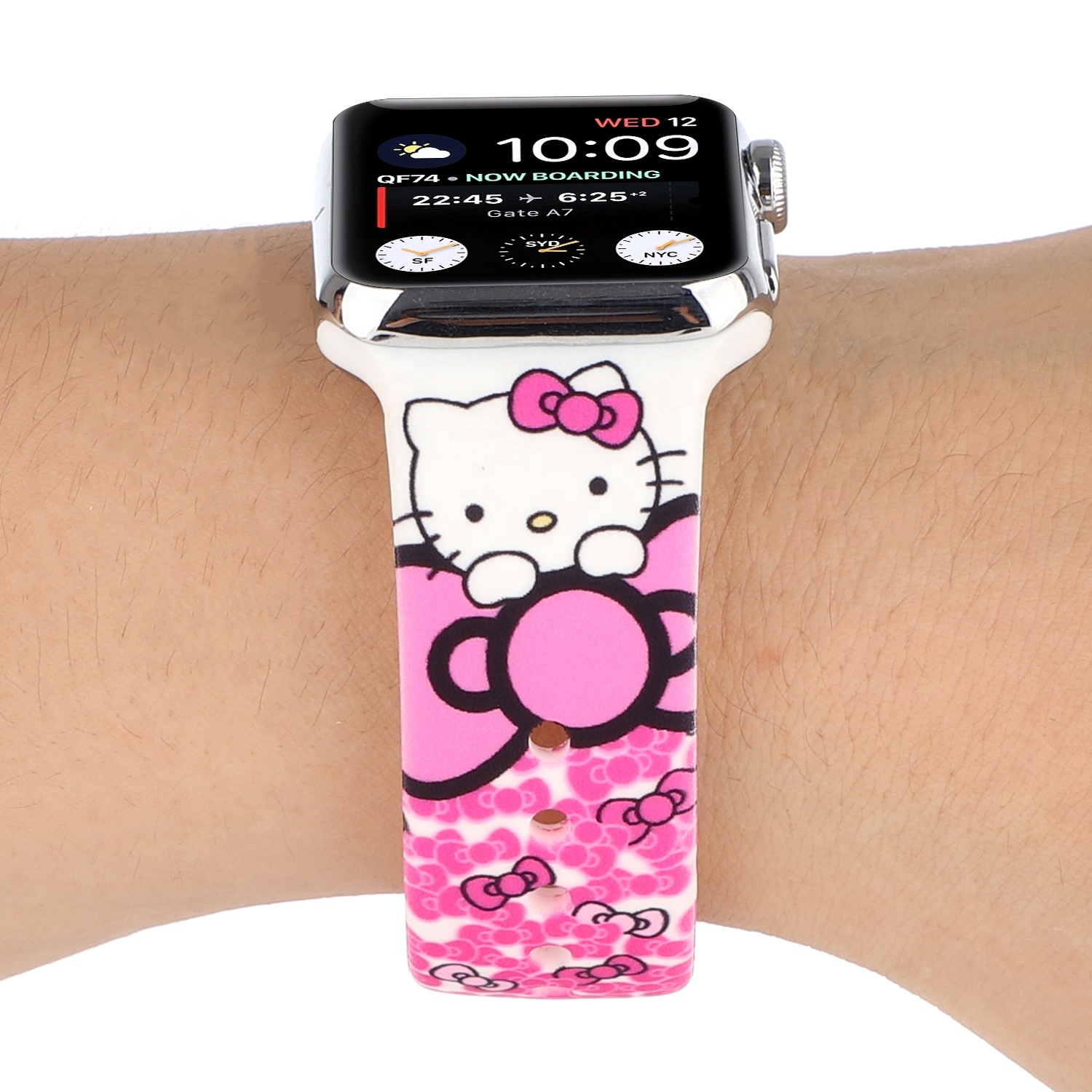 Hello Kitty силиконовый резиновый ремешок для часов с регулируемыми лентами для Apple Watch серии 1/2/3/4/5 5 40 мм 44 мм 38 мм 42 мм