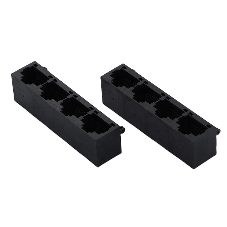 1*4 порта, 8 позиций, 8-контактный встроенный вертикальный разъем RJ45