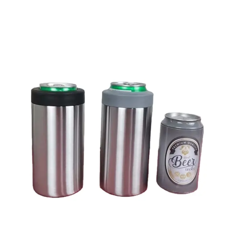 2021 Hot Wholesale in Amazon 12OZ Double Wall Stainless Steel Vacuum Insulated 4 in 1 Beer Can Holder Cooler Customized With Lid