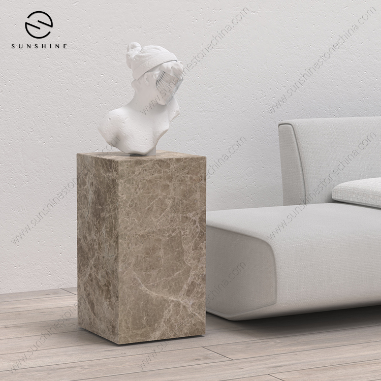 Modern Marble Square Plinth Natural Stone Table Home Furniture Decor