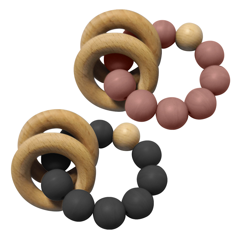 Wholesale Non-Toxic Wooden Teething Toy Silicone Beads Baby Teether