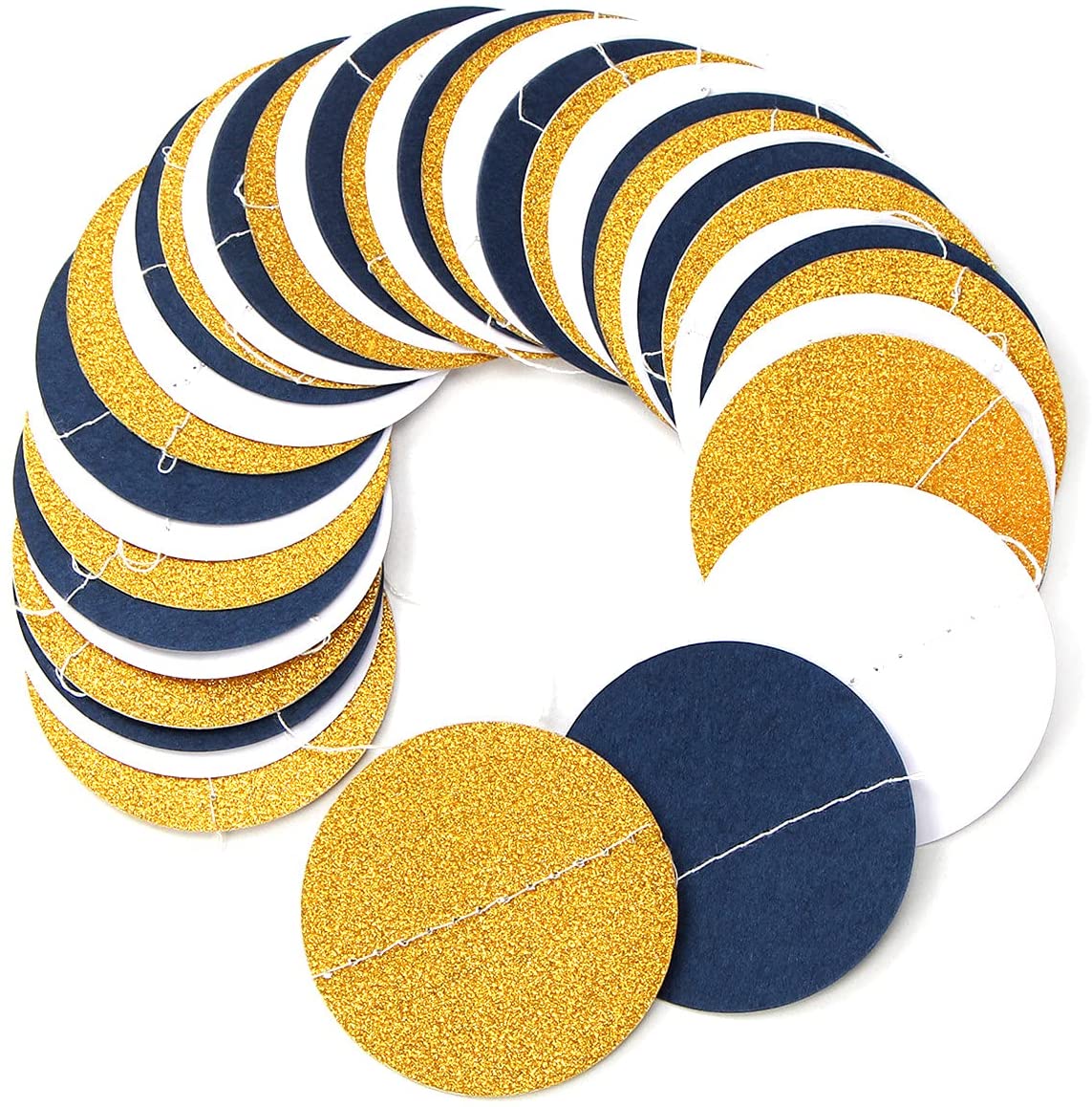 Navy Blue White Gold Garland,52Ft Gender Reveal Hanging Decoration Streamer Banner,Graduation Engagement