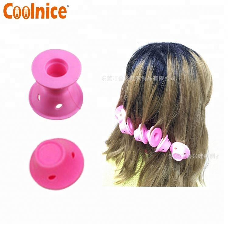 new type no clip no heat no damage to hair pink magic silicone curlers.