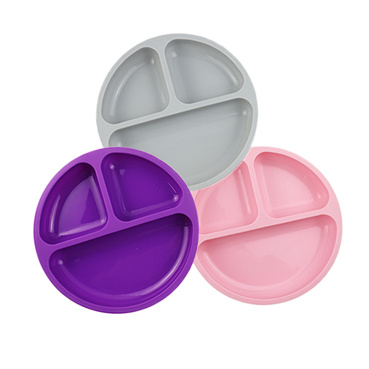 Silicone Plates For Feeding Baby Rolls Shape Tray Stackable Removable Divider Silicone Plate No Suction Silicone Plate Divider