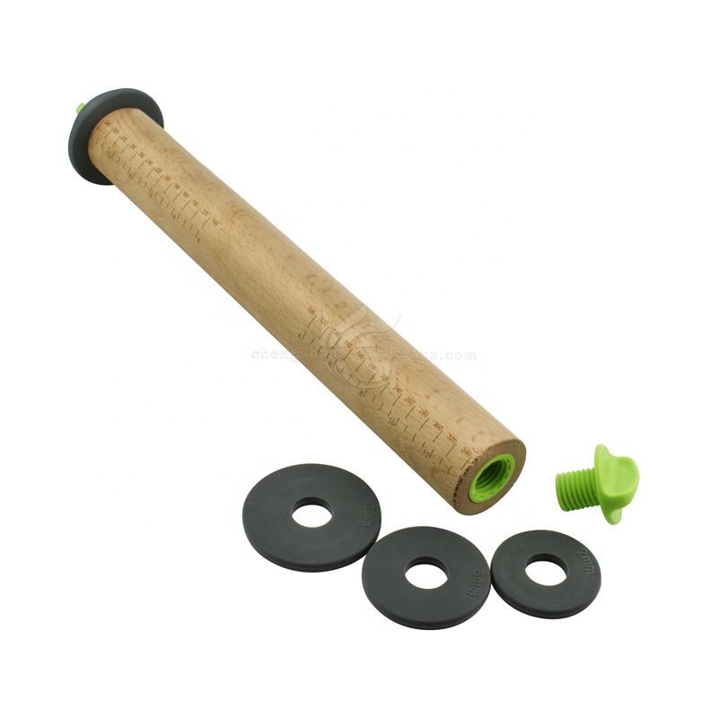 Wooden Cookie Adjustable Rolling Pin with Thickness Rings Pizza Rolling Pin Pie Crust Rolling Pin