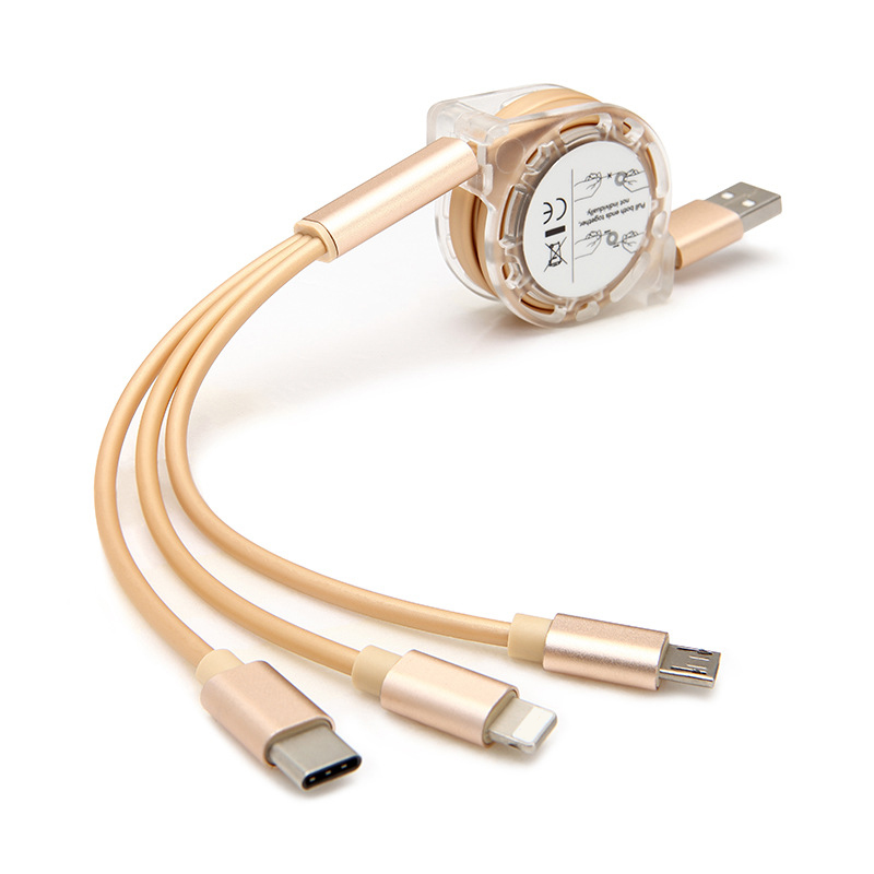 Горячая Распродажа 2.4a Быстрая зарядка 3 в 1 Выдвижной usb-шнур для телефонов, зарядное устройство, кабель Usb Type-c, Micro Usb