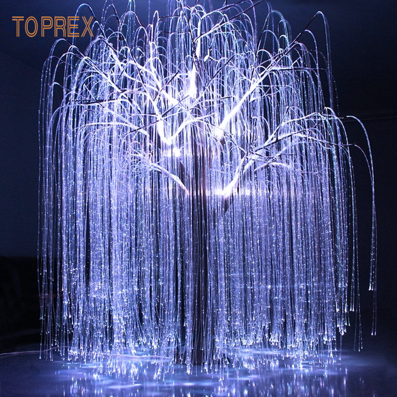Ex-factory Price Led Light Outdoor Metal Sculpture Fiber Optic Christmas Willow Tree Lights