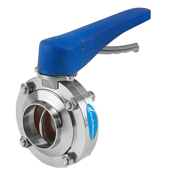 factory direct SS304 Sanitary Manual Butterfly Valve Butt-Weld End With Stainless Steel Multi-Position Lever Handle Blue Type A