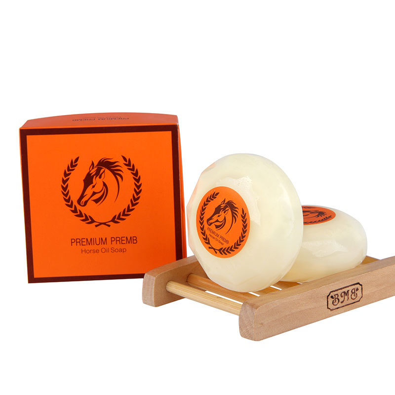 100% Natural handmade packaging horse oil handmade toilet soap deep facial clean skin care bath whitening soap organic