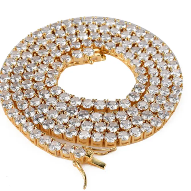 Ожерелье из циркония, однониточная цепь для тенниса, украшение в Европейском стиле, хип-хоп