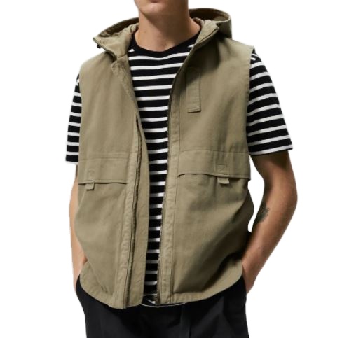 Custom Men's Vests Street Wear Waistcoats Light Weight High Neck Men Gilet Jackets With An Adjustable Hood