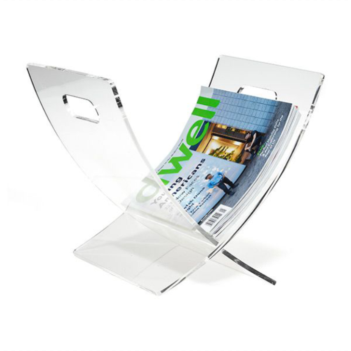 Original Design Cambered Rack Acrylic Magazine Newspaper Rack Stand Clear Lucite Rack Home Decoration