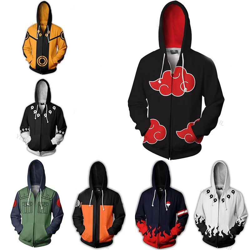 Unisex Cosplay Sweatshirt Akatsuki Jacket Hoody Pullover 3D Print Naruto Costume