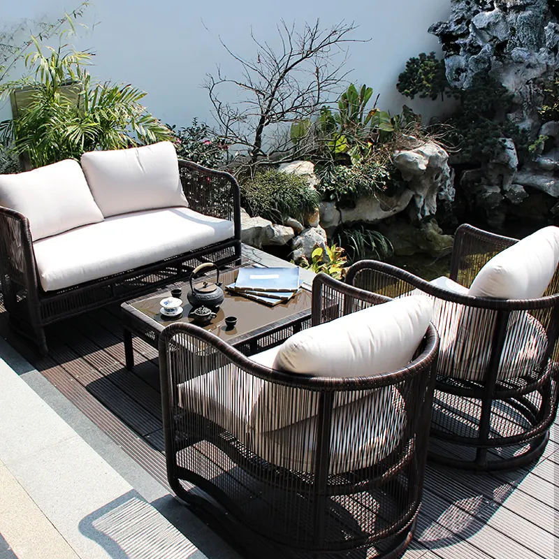 Точечная продажа от производителя чайный столик для двора ротанговый диван набор из 4 предметов мебель из ротанга