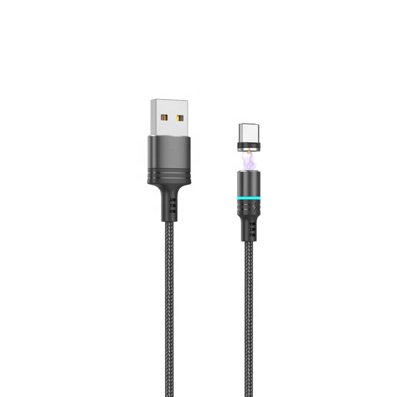 CORN USB Type C lightning,micro Cable With LED 360 Degree Rotating 3 IN 1 Magnetic Nylon Braided Charger cable for Samsung Galax